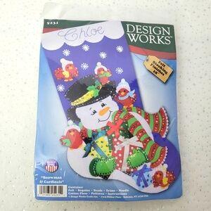 Design Works Snowman & Cardinals  Felt Stoking Finishes 18"